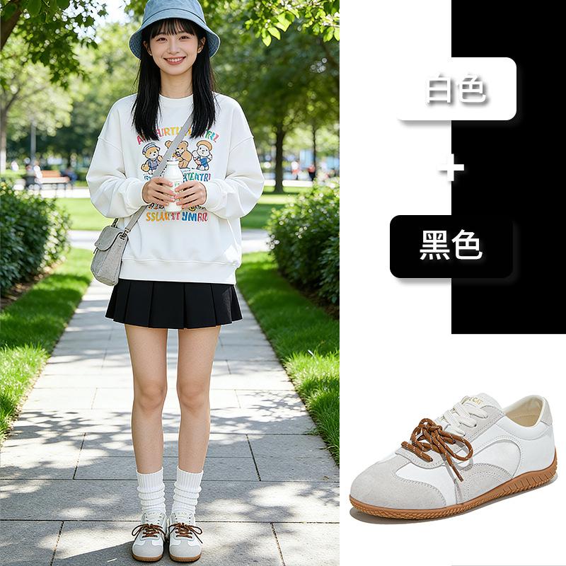Leather German training shoes 2026 spring mandarin duck shoelaces Forrest Gump shoes sports and leisure shoes height-increasing shoes