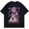 Aolamegs Unisexs Tee Shirts Sexy Unisexga Girls Kanji Print Anime Tee Shirts Summer Baggy College Style Tops Fashion Otaku Streetwear