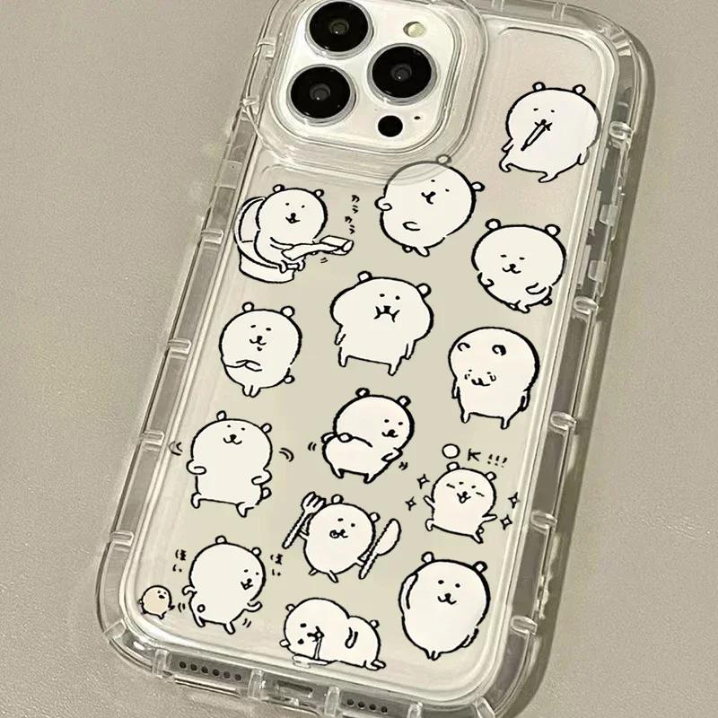 Shockproof Clear Phone Case For iPhone 17 Air 16 E 15 14 13 12 11 Pro Max Plus Mini SE 2020 2022 Lovely Fun White Bear Cover