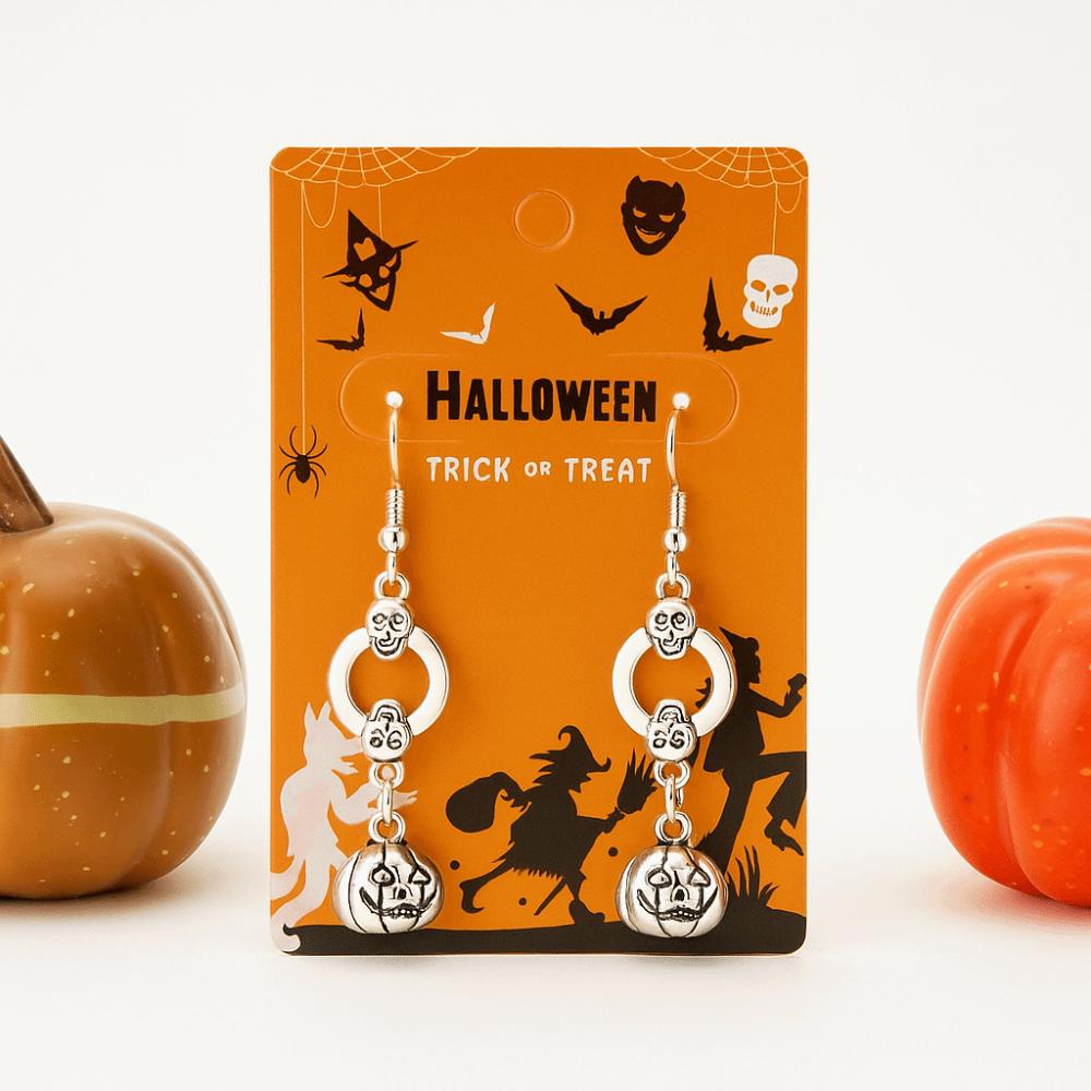 Punk Style Skeleton Pendant Earrings Exaggerate Skull Earrings Halloween Dangle Earrings  Lady