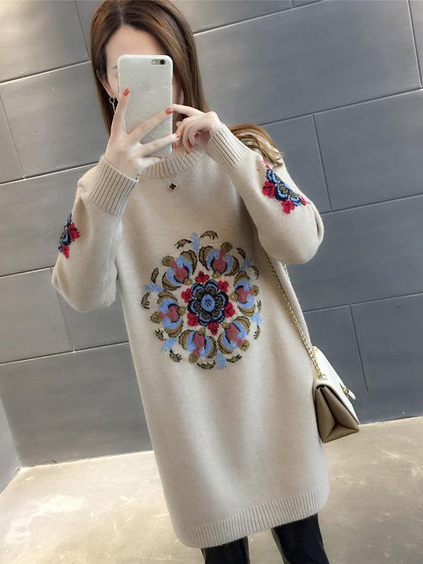 Women's 2024 Autumn/Winter Loose Knit Sweater - Thick, Trendy, Medium-Long Design