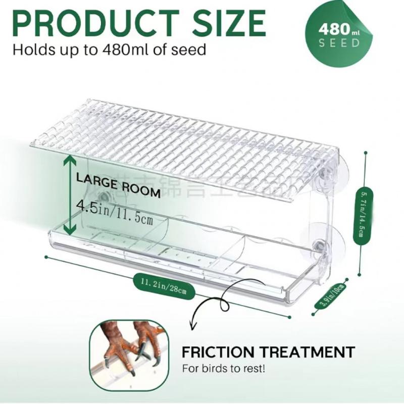 New Outdoor Window Bird Feeder Transparent Window Type Transparent Bird House Installation with Strong Suction Cup