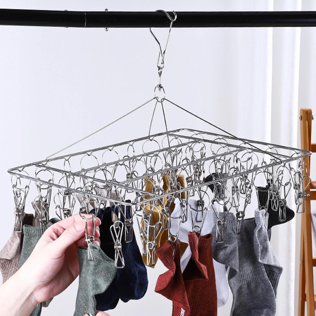 Space-saving Metal Sock Hanger Convenient And Practical Multifunctional Stainless Steel Drying Rack With Hanger