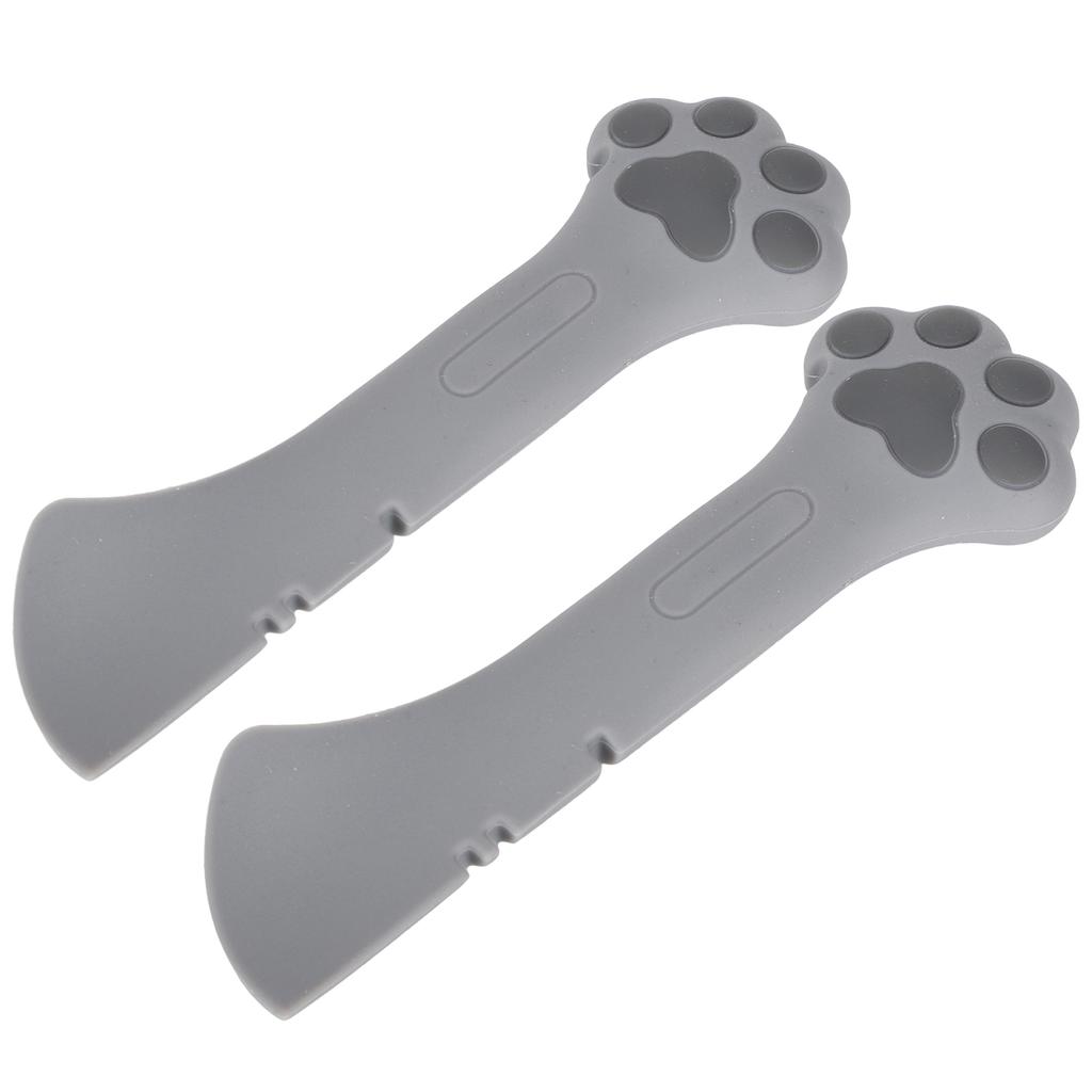 2pcs Multifunction Pet Cat Paw Can Opener Food Spoon Silicone Lightweight Washable for CatGray