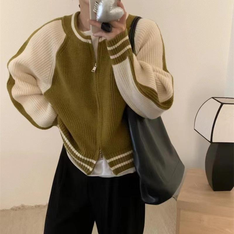 YYFS Dámská móda Ležérní Podzim Zima Barevné svetry s dlouhým rukávem a výstřihem s blokovým potiskem