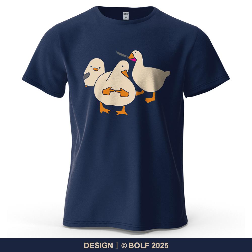 Duck Trio Cute Printed Men's T-Shirt Oversized Lively Graphic Tees for Women Tops Tees Casual Streetwear
