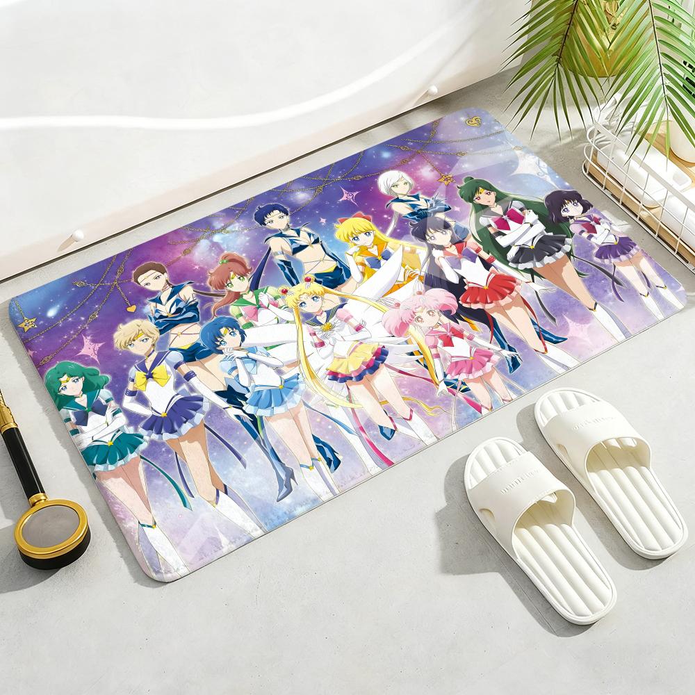 ANIME S-SAILOR-MOON Floor Mat Soft Thickened Non-Slip Door Mat for Living Room Home Decor Flannel Rugs