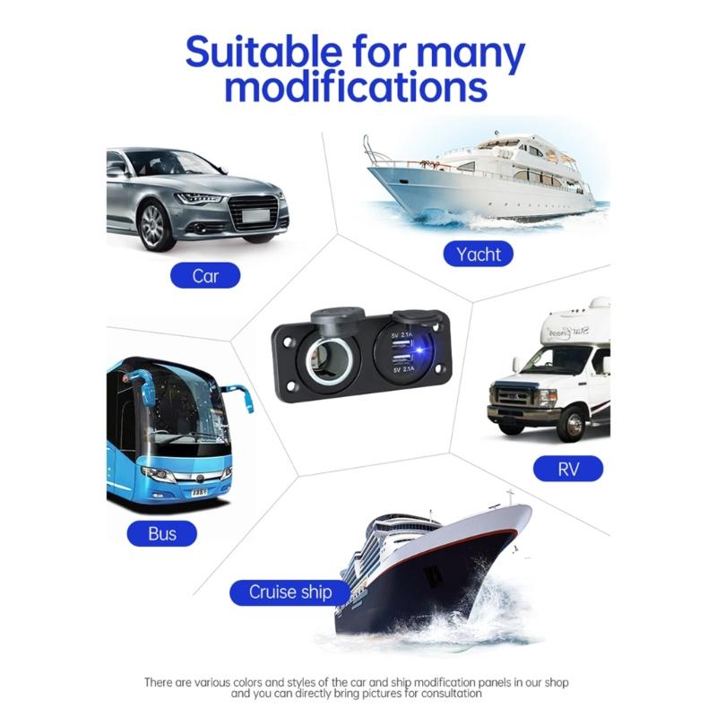 Power Adapter Outlet Accessories 12-24V Car Charger Socket Splitter Double USB Charging For Car Motorcycle