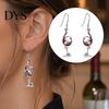 Halloween Jewelry Accessories 1 Pair Funny Wine Glass Skull Earrings, Gothic Skeleton Dark Fun Festival Gifts Dangle Drop Statement for Women, Holiday