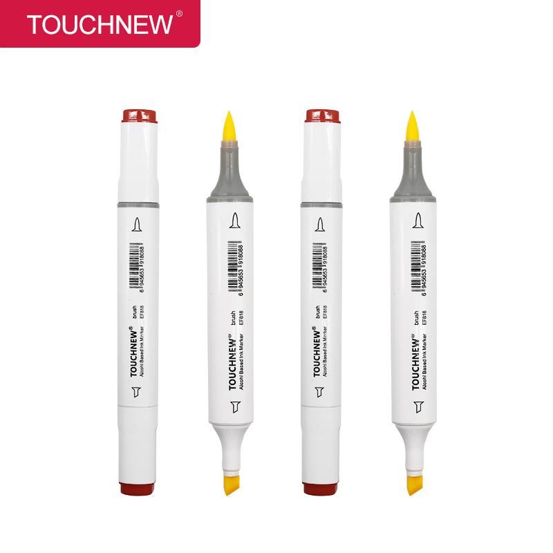 TOUCHNEW Art Markers Pen Set 1Pcs Sketch Soft Brush Alcohol Ink Dual Tips Professional Drawing Marker for Artists