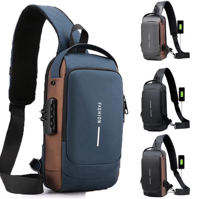 Męska torba z zabezpieczeniem przeciw kradzieży torba na ramię torby na ramię ładowanie USB pakiet Crossbody szkoła krótka wycieczka posłańcy torby męska torba Oxford Sling Pack