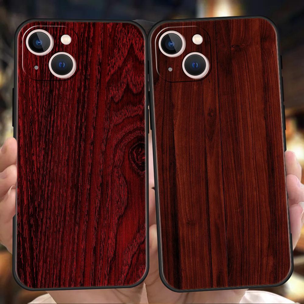 Carved Wood Phone Case Cover for iPhone 16 15 14 13 12 Pro Max XR XS X 11 7 8 Plus Shockproof Silicone Soft Shell Capas Coque