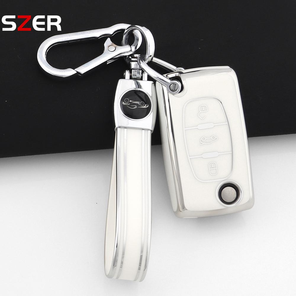 For Citroen C2 C3 C4 C5 C6 Xsara Berlingo For Peugeot 207 307 308 407 607 807 Fashion Tpu Car Key Case Cover Keychain Fob Shell
