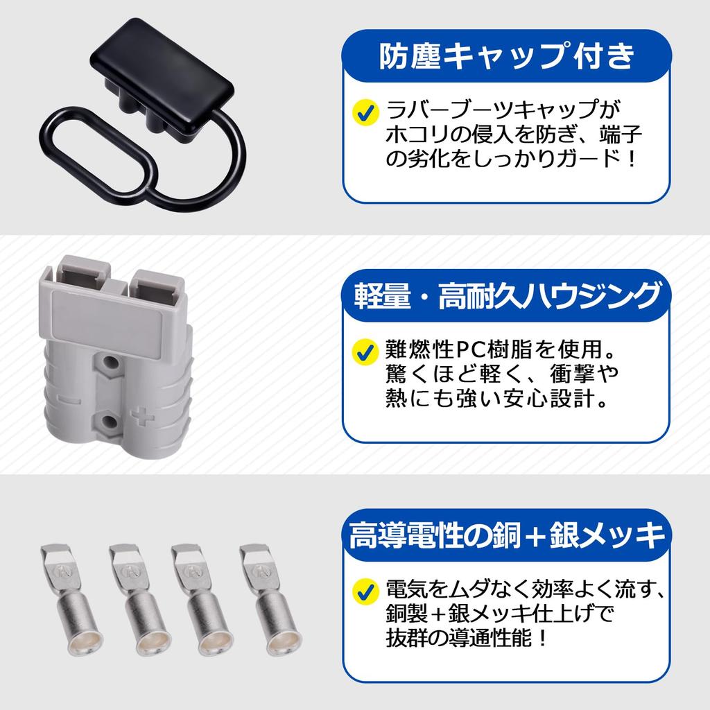 Spurtar Anderson Connector 50A 2 Piece Set Battery Quick Connector
