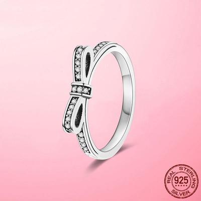 Klassieke Strik Ringen 925 Sterling Zilver Dames Ringen voor Vrouwen Bruiloft Verlovingsring Originele Mode Sieraden Zilver 925 Sieraden