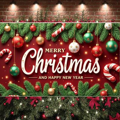 Banner de Ano Novo Design Decorativo Banner de Festa de Natal Decoração de Evento Design de Bengala Doce Decoração Sazonal Para Festa de Natal