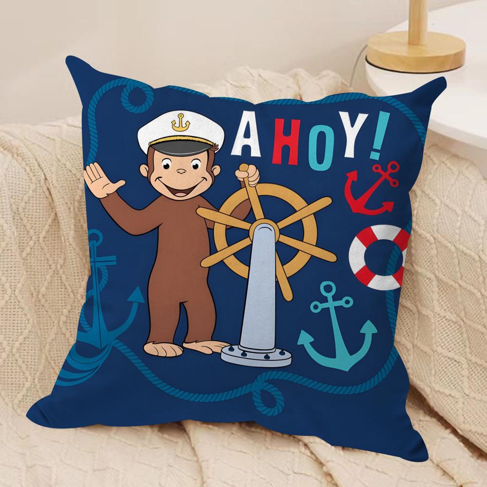 GeorgeThe Curious Monkey Cushion Cover Soft Plush Fabric DoubleSided Printed Sofa Cushion Cover for All Seasons Home Decor Gift