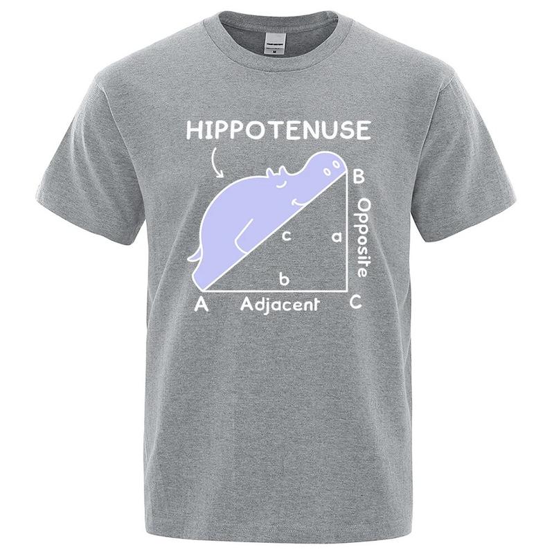 Hippo Sleeping On Math Problem Print Unisex Tshirts Summer Breathable ONeck Short Sleeve Haruku Loose Tshirt Cotton Tops