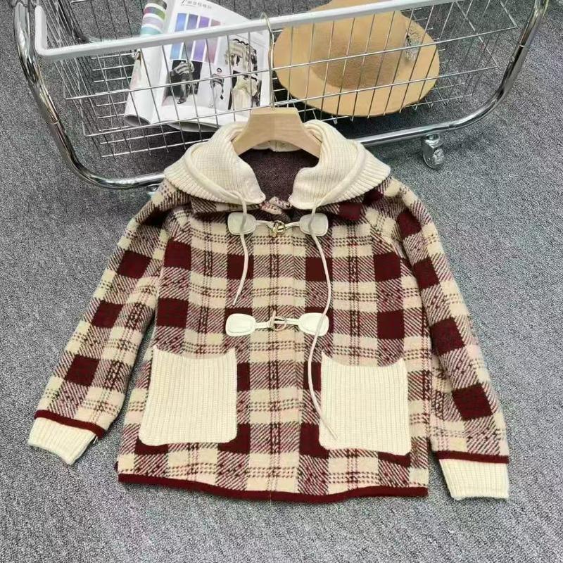 

Съемная шляпа клетчатая шерстяная куртка женская короткая осенне-зимняя свободная новая шерстяная куртка клетчатый утолщенный свитер average size красный