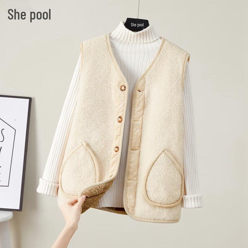 Женский утепленный свободный флисовый жилет с V-образным вырезом L