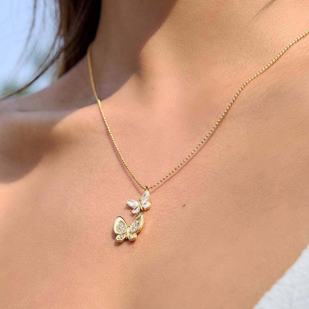 Youthway Romantic Butterfly Pendant Necklace For Women Minimalist 18K Gold Plated Stainless Steel Necklace Fashion Jewelry Gift
