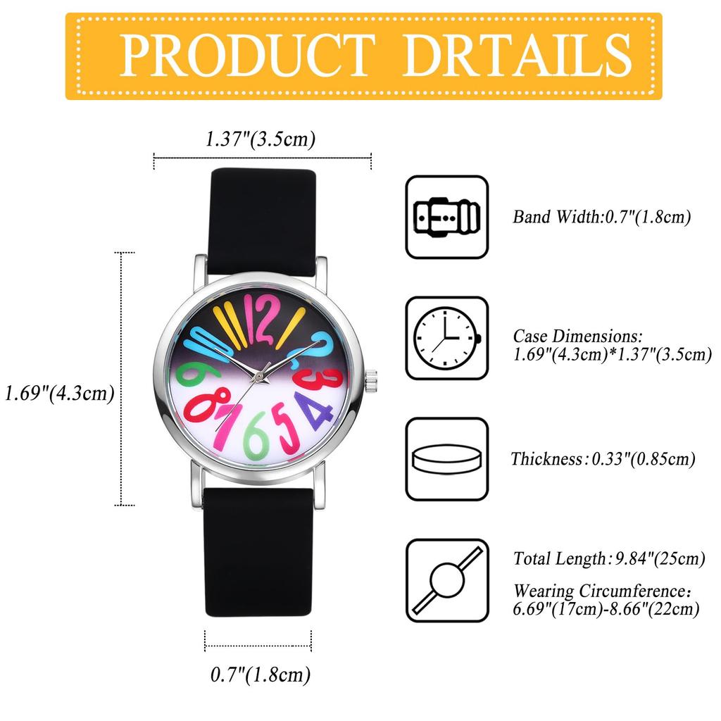 Silicone Adjustable Arabic Large Analog Quartz Business Use Perfect for or as a Gift for Her Women's Watch, Waterproof, Color Length, Numerals,