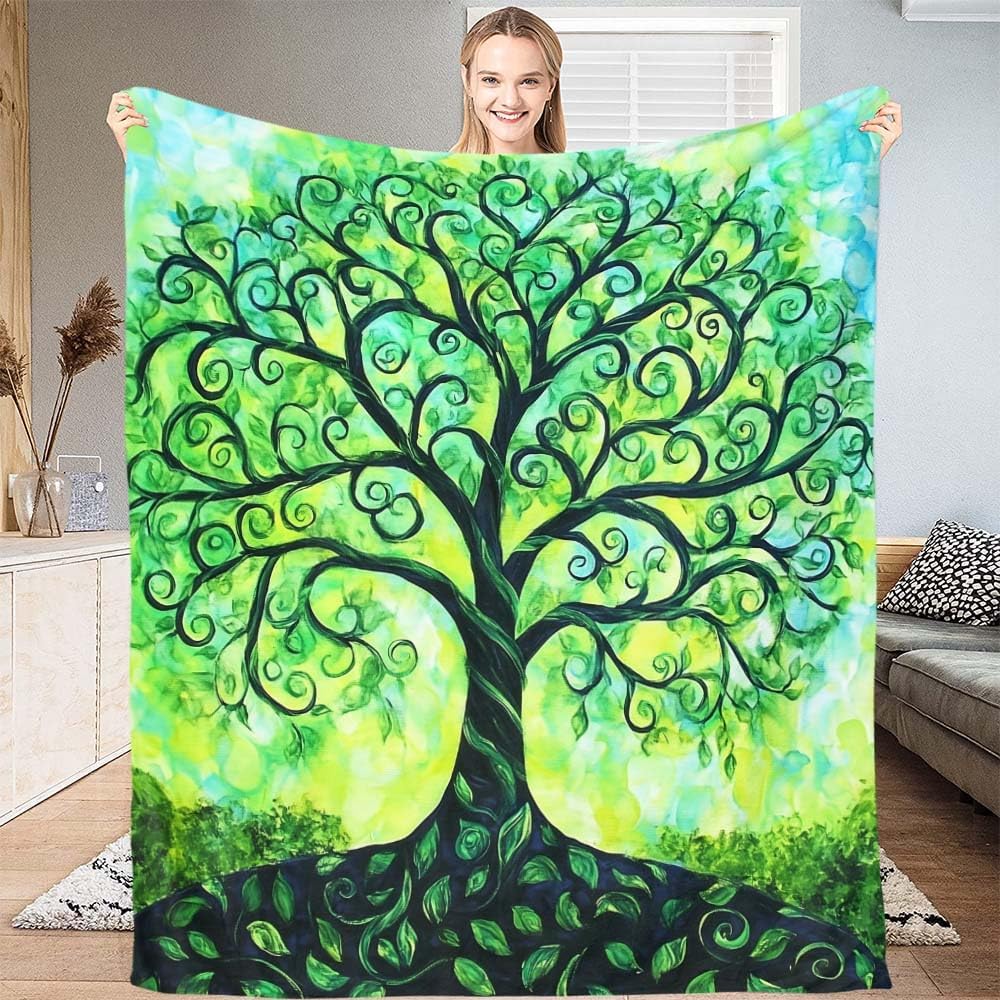 Yggdrasil blanket Norse mythology design tree of life pattern soft throw boho decor bedroom textile mystical accessory