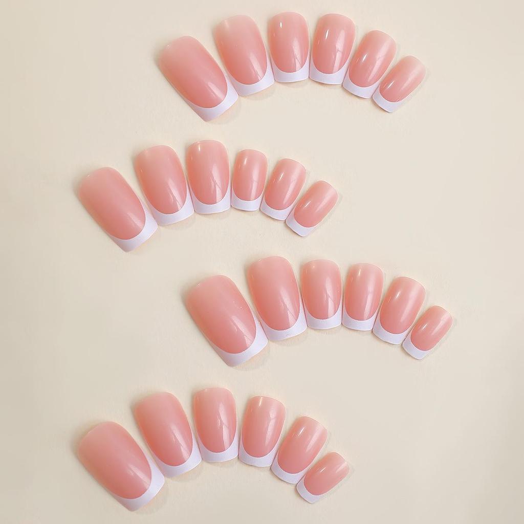 European & American Rectangular Press-On French Minimalist False Nails - Removable Nail Art Tips