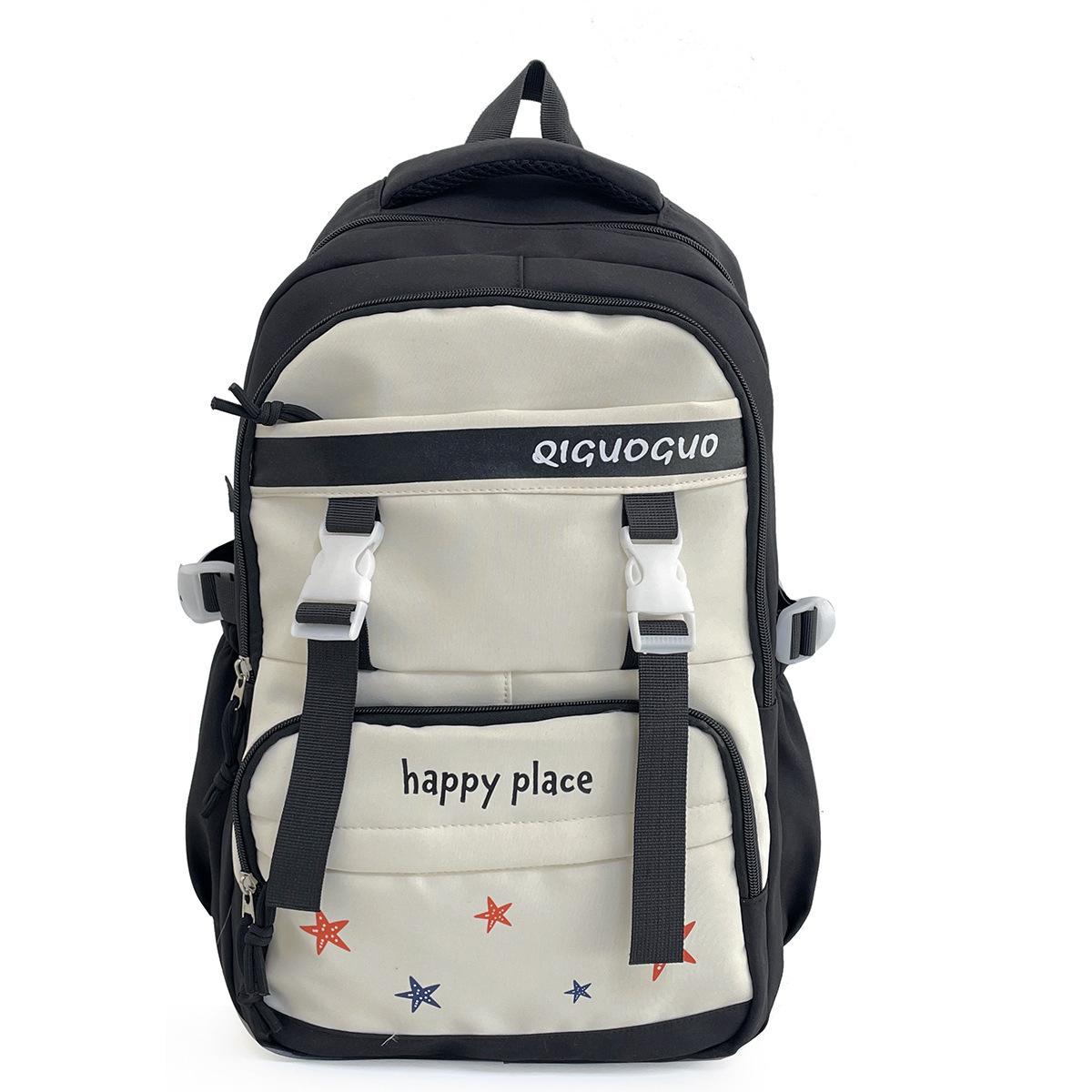 

Large capacity, high value, simple color contrast, versatile schoolbag, junior high school student, high school student, college student чорний