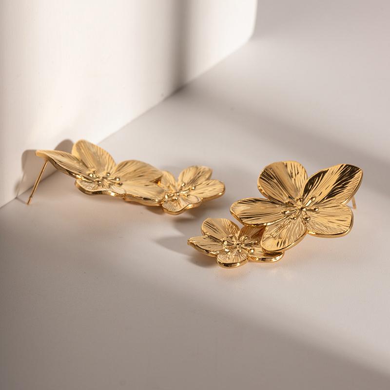 

Винтажные преувеличенные серьги-цветы для женщин, двухслойные, эффектные, висячие серьги-гвоздики, украшения для вечеринок 1Pair