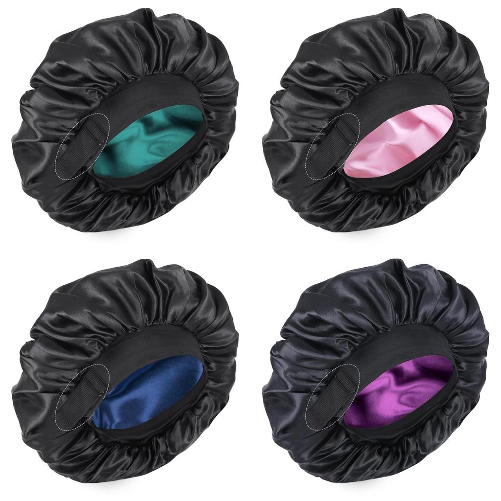 Double Layer Satin Sleep Cap With Adjustable Fit For Comfort And Style