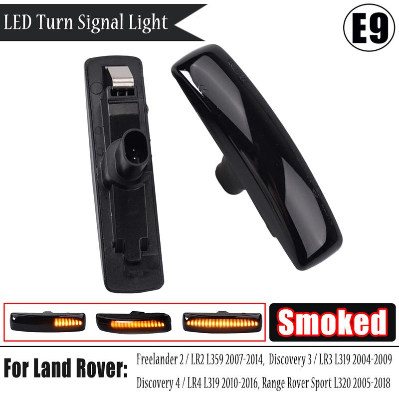 2x Amber Dynamic LED Front Side Marker Turn Signal Light Lamp For Land Rover Range Rover Sport L320 Discovery 3/4 Freelander 2