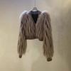 European and American popular small fragrant style V-neck imitation fox fur short coat new versatile fashion coat