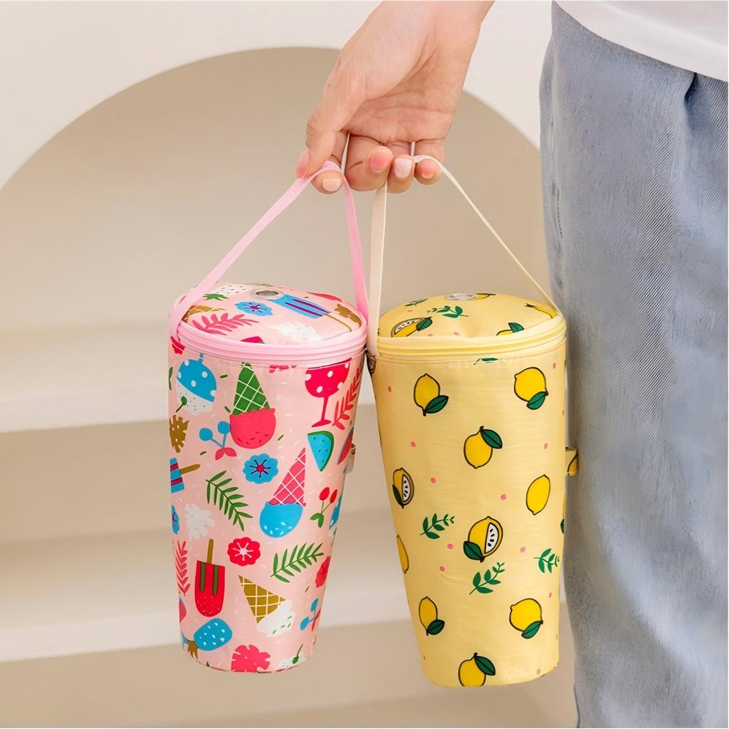 Portable Milk Tea Tote Bag Heat Preservation Bag Carrying Insulated Cup Cover Umbrella Bag Handbag Camping Drinkware Accessories