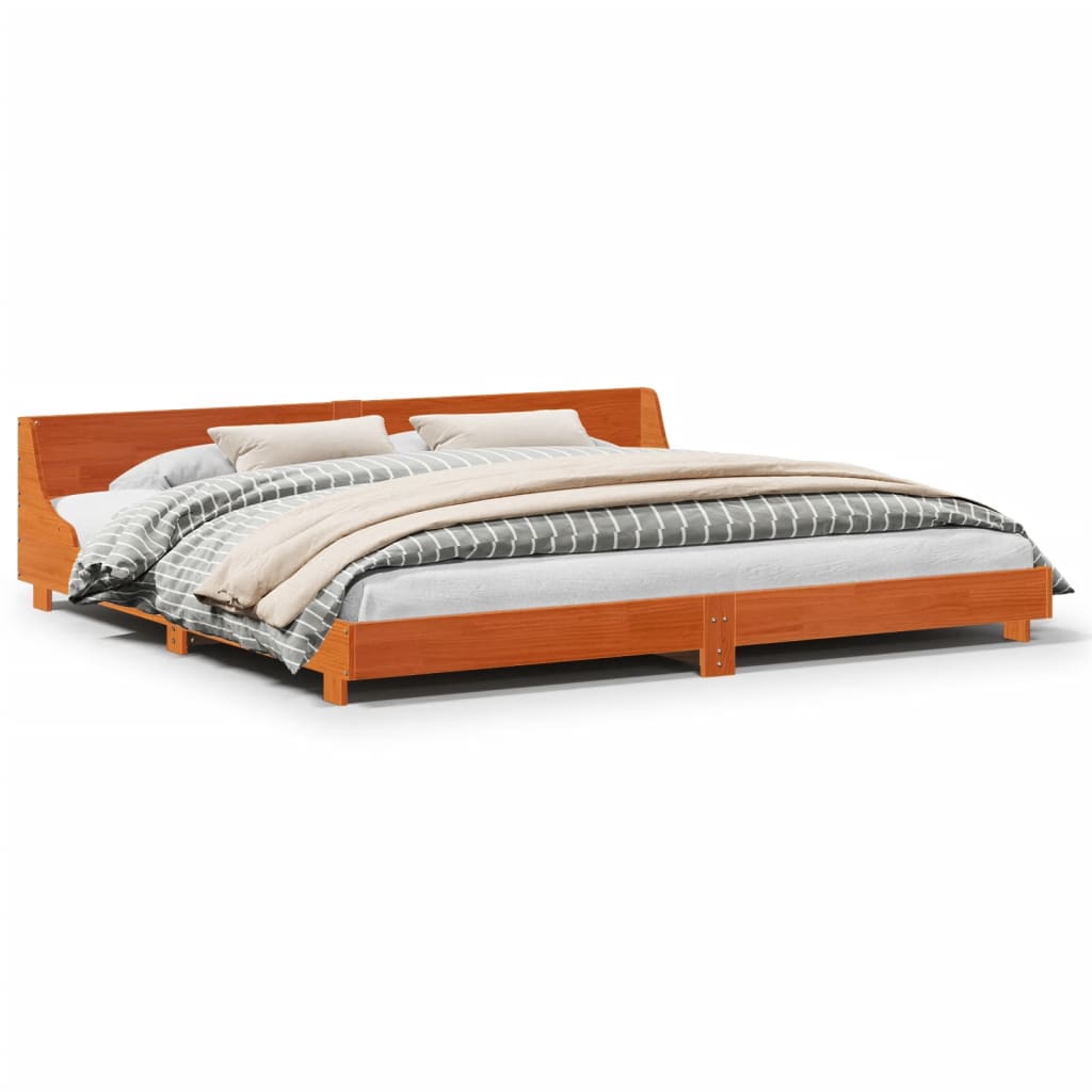 Solid Wood Bed Without Mattress Wax Brown 200x200 Pine Wood