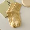 Female Spring and Autumn Macarons Cream Solid Color Wicking Sweat Tube Cotton Socks