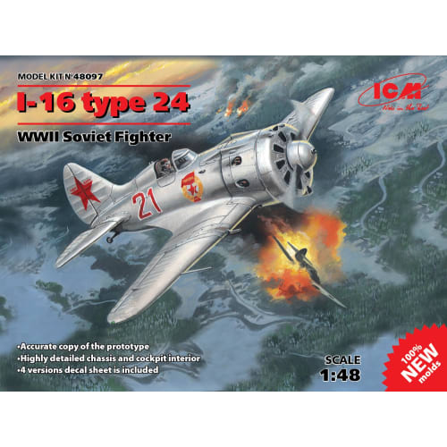 ICM 1/48 Scale Soviet Air Force Polikarpov I-16 Type 24 Plastic Model Kit 48097