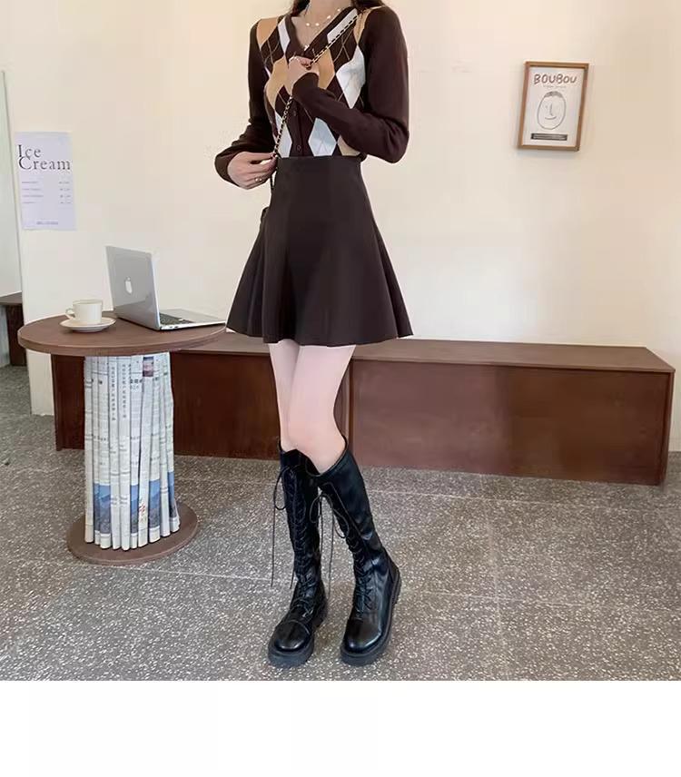 High Waist A-line Woolen Skirt for Pear-Shaped Women - Slimming, Hip-Covering, Plus Size, Autumn & Spring