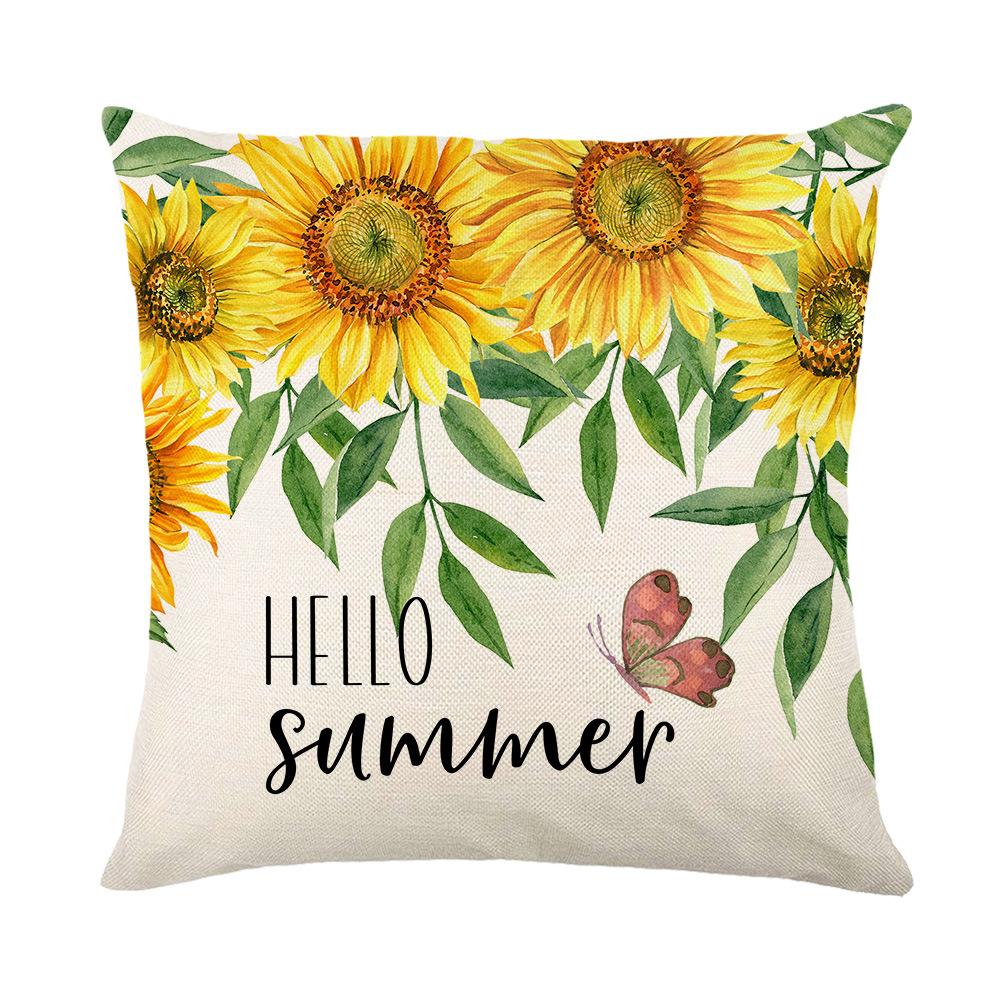 Summer Sunflower Pillow Cover Polyester Printed Living Room Sofa Decorative Cushion Cover Bedroom Pillow