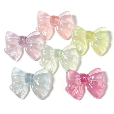 10Pcs Jelly Color Acrylic Bow Beads Color Transparent Bow Loose Beads for Nail Art Necklace Charms Jewelry Making Accessories