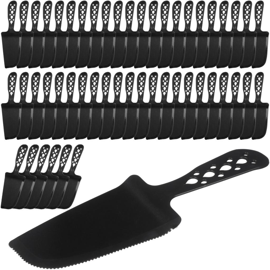 50 PCS Disposable Plastic Cake Cutter and Server Black Cake Plastic Server Cutter Plastic Cake Server Cutting for Pie Tart Cake