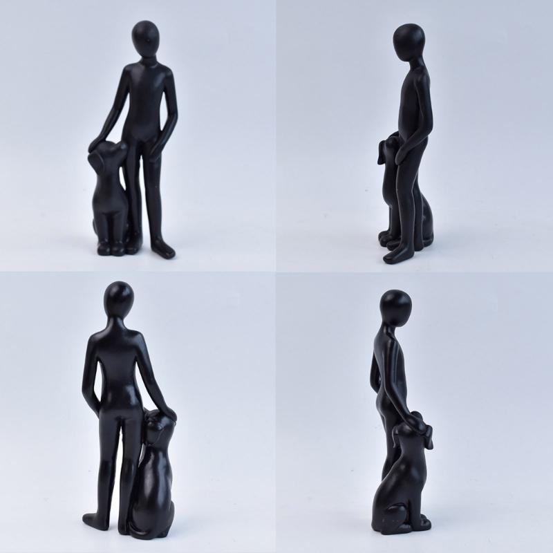 Resin Figurine Man and Dog Sculpture Collectible Ornament Gift for Dog Lover Living Room Bedroom Desktop Shelf Display