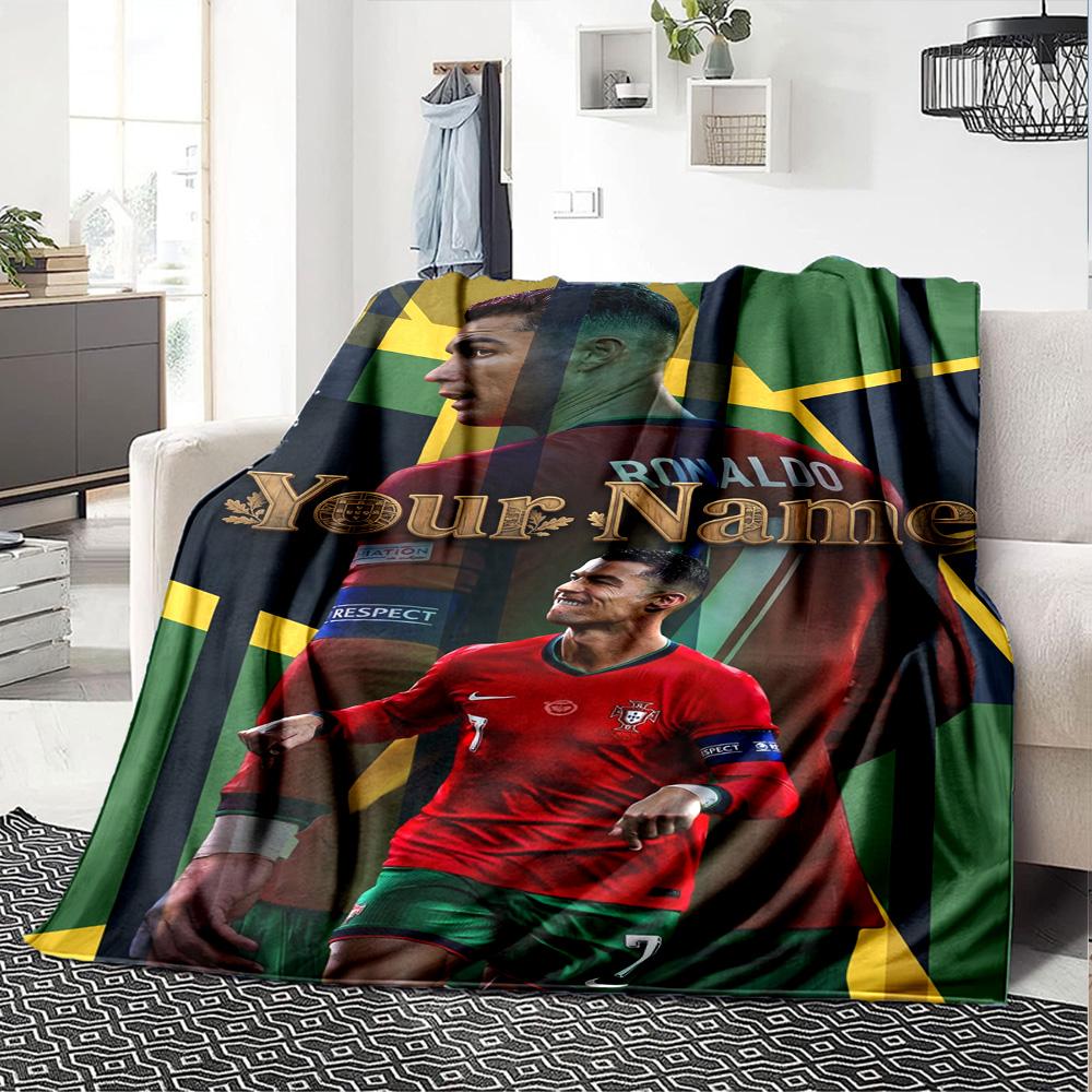 Cristiano Ronaldo (120) Personalized Name Blanket Multi-purpose Customizable Blanket Warmthful Decor Throw For Office Chair Living Room Office Seaside