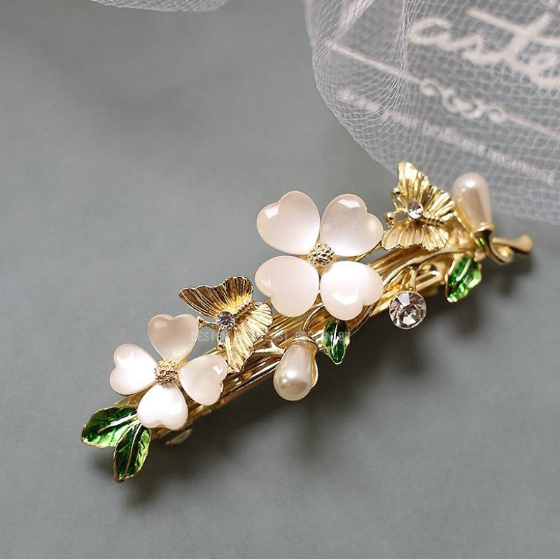 

Новая заколка-гребень для волос с цветком ландыша, жемчугом и цирконом в винтажном стиле, элегантный женский модный аксессуар для волос