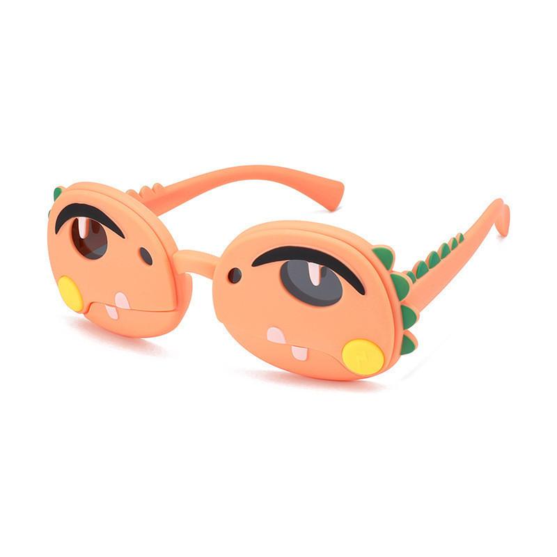 

2024 New Fashion Children Cartoon Sliding Dinosaur Shape Sunglasses Uv400 Polarized Sunshade Jc066 Orange