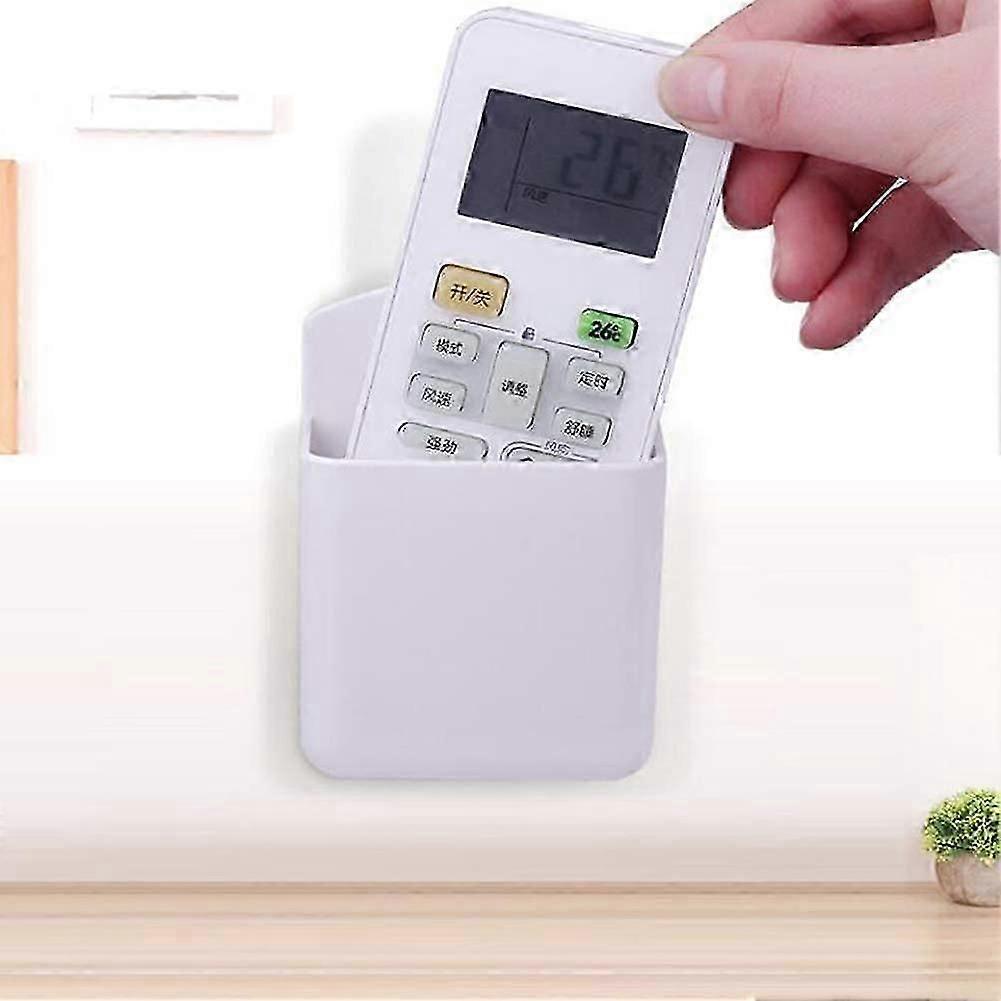 Pack of 4 White Remote Holders Remote Control Holder Wall Mount Media Storage Box for Home Office Bedroom Parlor Self Adhesive Atorage Box