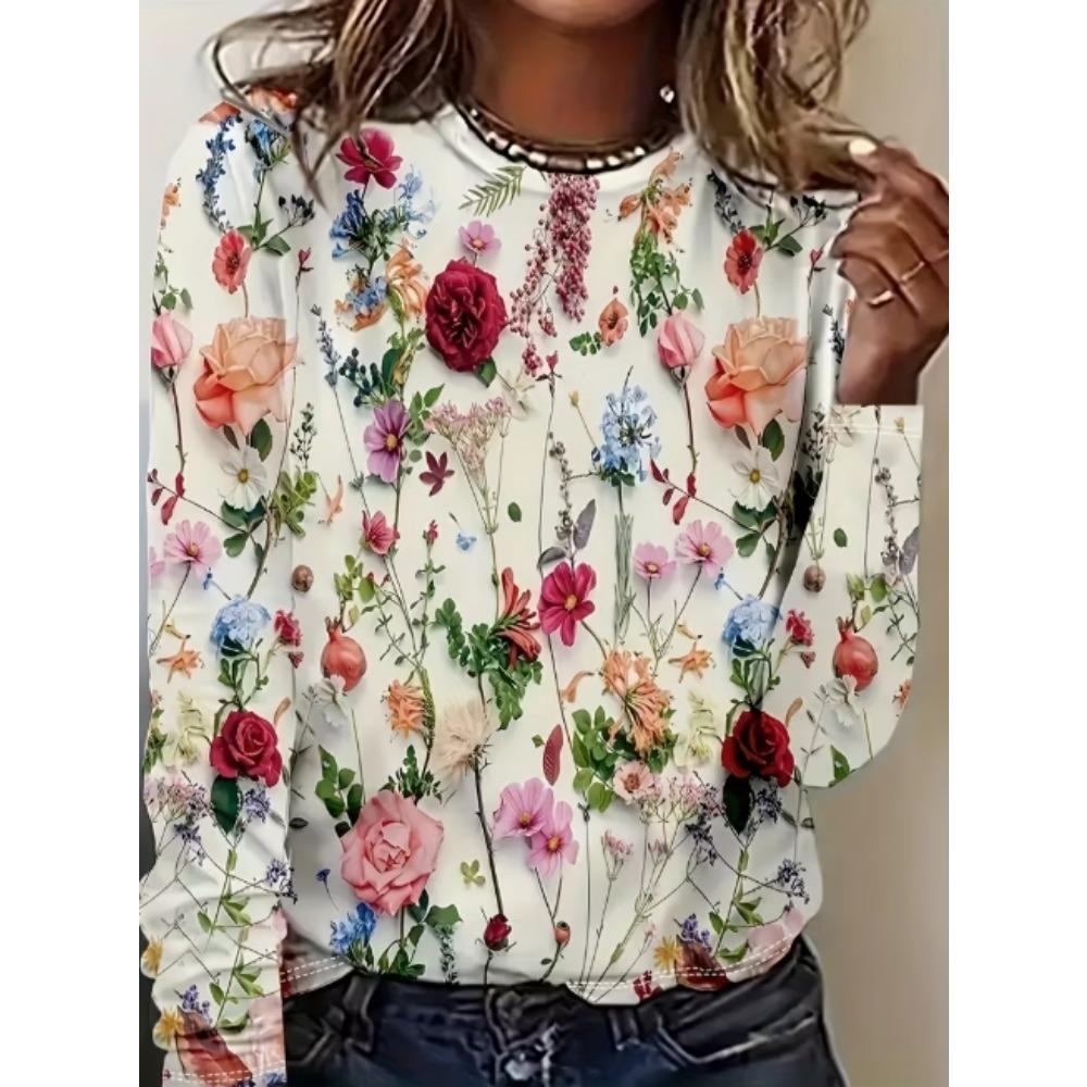 Women's Tunic Ombre Fashion Casual Long Sleeve Crew Neck Long Tops Daily Print Black Blue Dark Green Spring