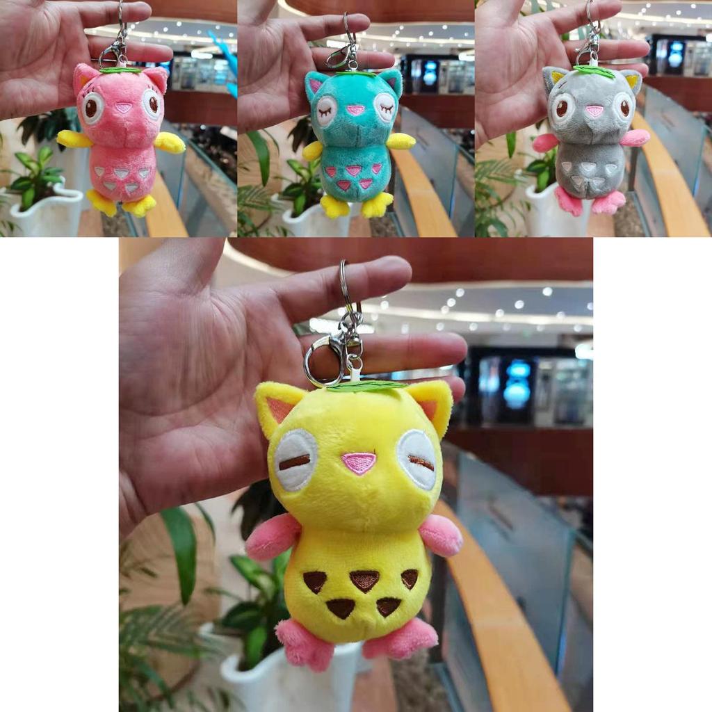 Colorful Cat Owl Plush Keychain Adorable Stuffed Toy For Bags And Cars