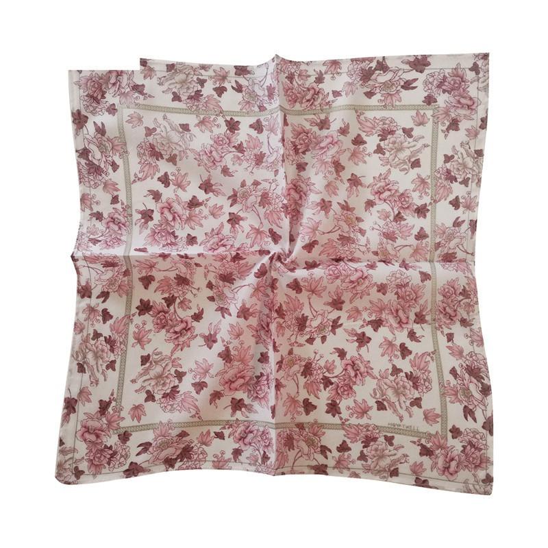 3Pcs 45x45cm 100% Cotton Vintage Rose Flower Women Handkerchiefs Bandannas Hand Towel Wedding Tea Party Favors