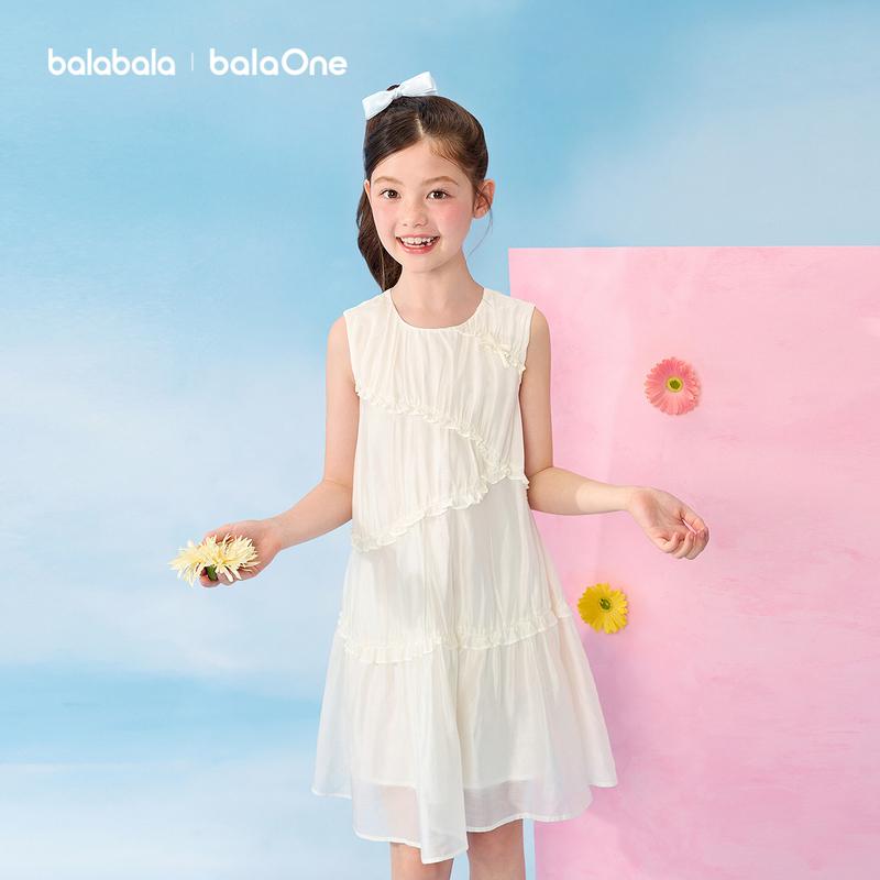 Balabala children's clothing, children's skirts, girls' 2026 new summer sleeveless dresses, sweet and stylish for middle-aged children